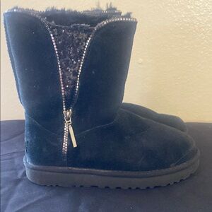 UGG Black Boots with Fur Lining and black spangles